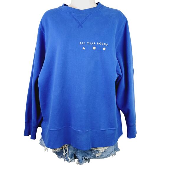 AYR All Year Round SZ XS The Sweatshirt Blue Sweatshirt Blue Embroidered Cotton - Picture 2 of 6